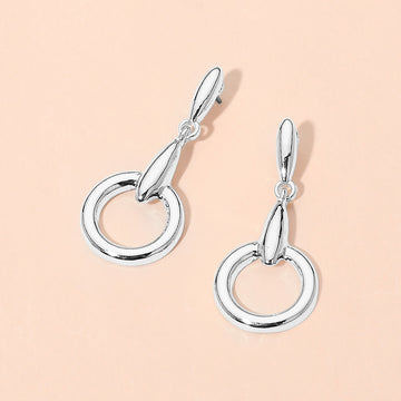 Madeline Love Rhodium Modern Circle Drop Earrings