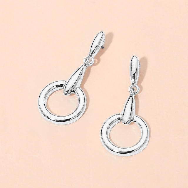 Madeline Love Rhodium Modern Circle Drop Earrings