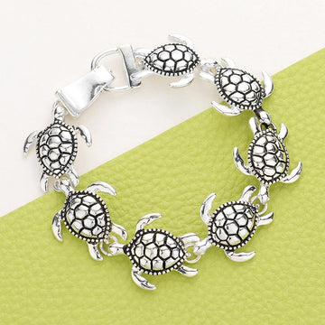Madeline Love Antique Silver Metal Turtle Link Magnetic Bracelet - Bracelets