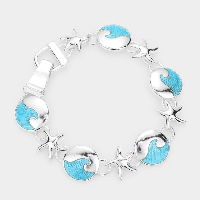 Blue Starfish Link Magnetic Bracelet