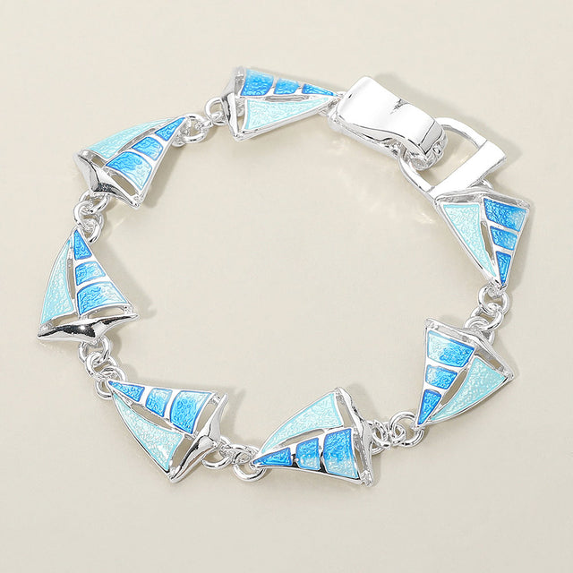 Madeline Love Blue, Silver Sailboat Link Magnetic Bracelet - Jewelry