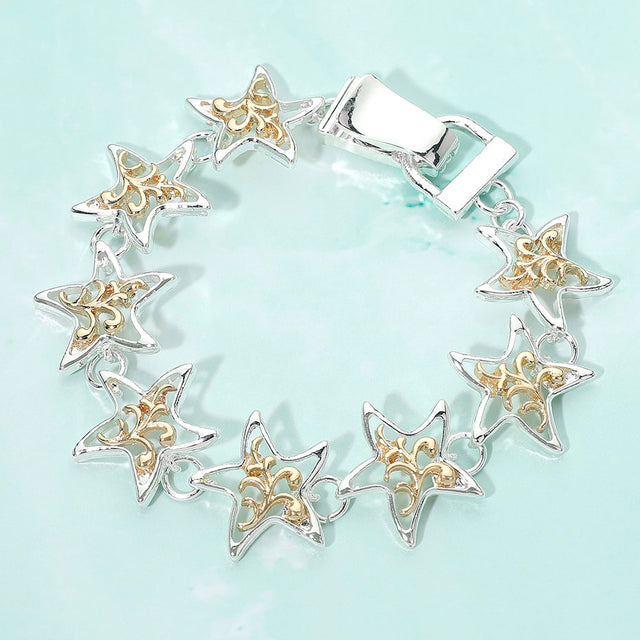 Madeline Love Two Tone Two Tone Metal Starfish Charm Link Magnetic Bracelet - Bracelets