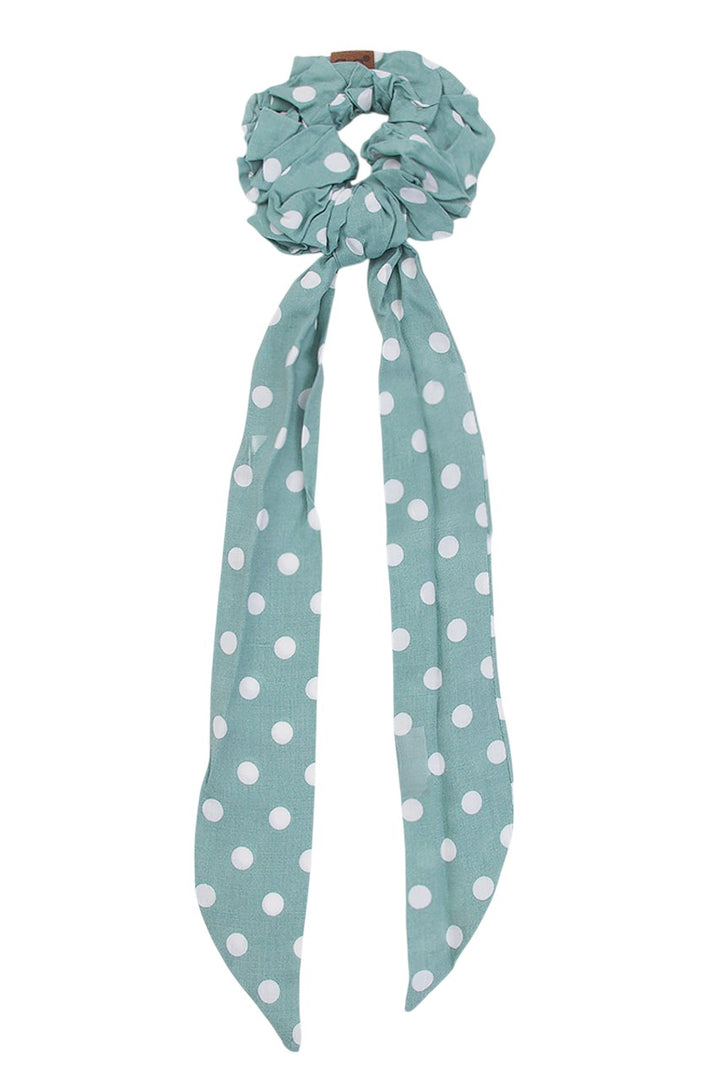 Mint C.C. POLKA DOT SASH SCRUNCHIES offer a stylish and practical way to keep hair in place. With their fun polka dot design and handy sash, they are perfect for any hair type. Made with high-quality materials, these scrunchies are durable and comfortable for all-day wear.