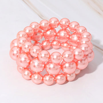 Madeline Love Pink 3PCS - Pearl Beaded Stretch Multi Layered Bracelets