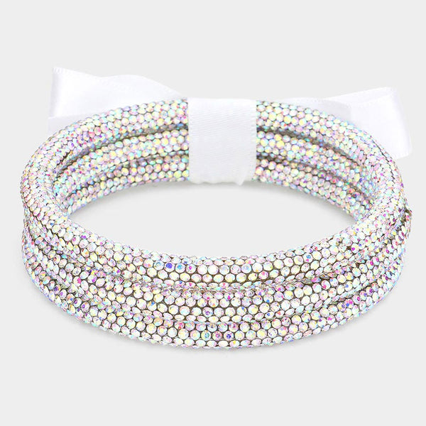 AB 3PCS - Rhinestone Pave Bangle Layered Bracelets