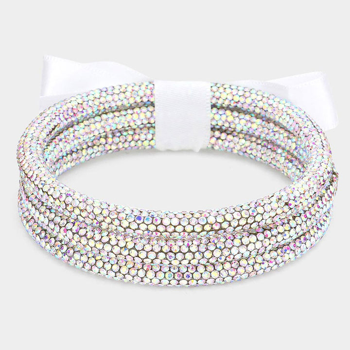 AB 3PCS - Rhinestone Pave Bangle Layered Bracelets