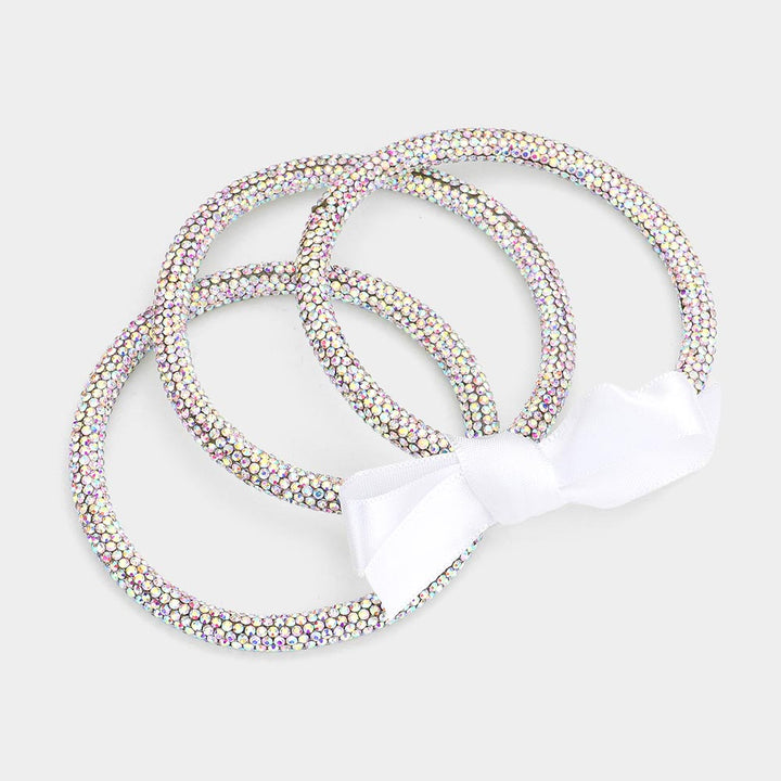 AB 3PCS - Rhinestone Pave Bangle Layered Bracelets