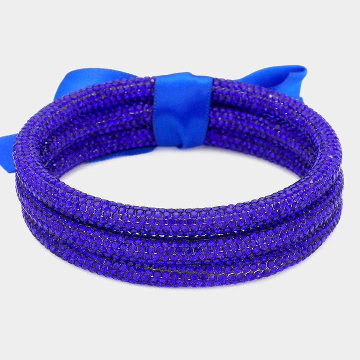 Royal Blue 3PCS - Rhinestone Pave Bangle Layered Bracelets