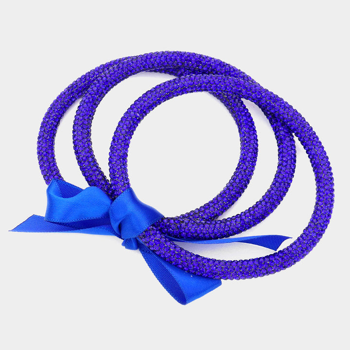 Royal Blue 3PCS - Rhinestone Pave Bangle Layered Bracelets