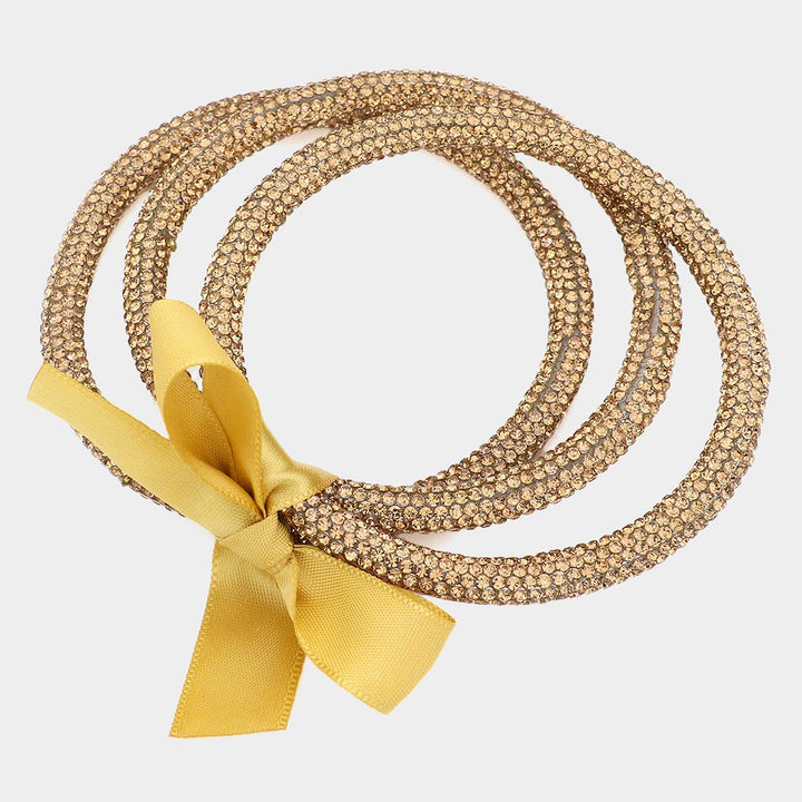 Lt Col Topaz 3PCS - Rhinestone Pave Bangle Layered Bracelets