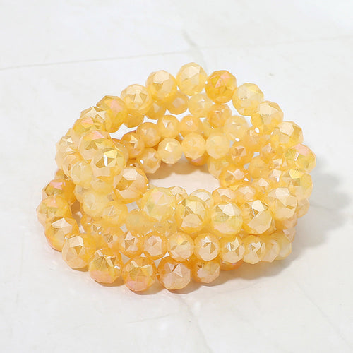 5PCS - Faceted Beaded Stretch Multi Layered Bracelets - Topaz