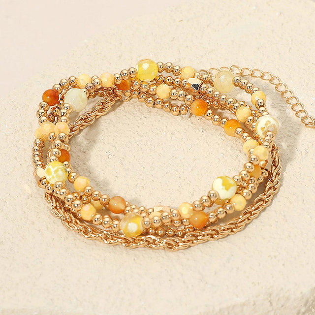 Madeline Love Yellow Beaded Stretch Chain Multi Layered Bracelets