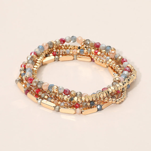 Madeline Love Dark, Multi Faceted Beaded Stretch Multi Layered Bracelets