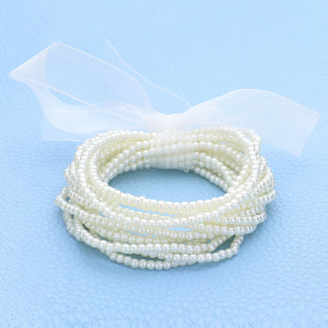 Madeline Love Cream 15PCS - Pearl Beaded Stretch Multi Layered Bracelets
