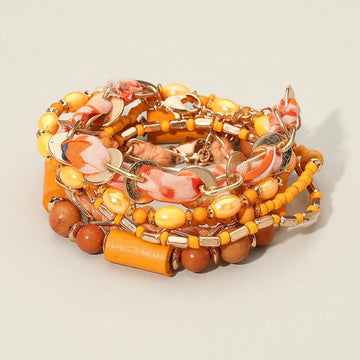 Madeline Love Yellow 6PCS - Boho Beaded Multi Layered Bracelets