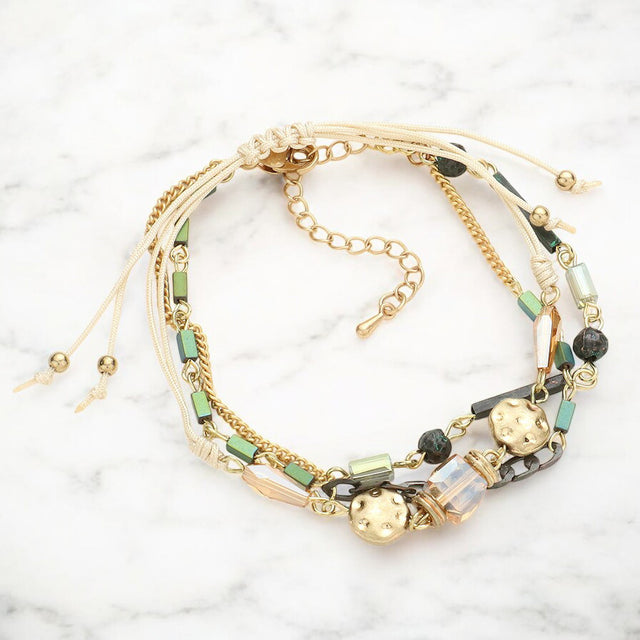 Madeline Love Neutral, Patina Verdigris hammered metal disc cinch bracelets