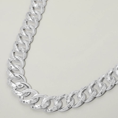 Bold Chunky Chain Necklace - Worn Silver