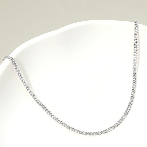 Silver Dipped Classic Curb Chain Necklace - Rhodium