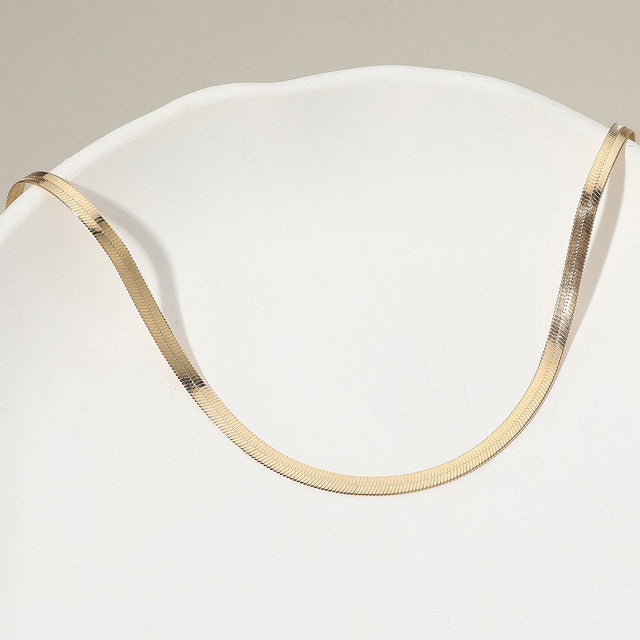 Madeline Love Gold Gold Dipped Sleek Flat Snake Chain Necklace - Necklaces