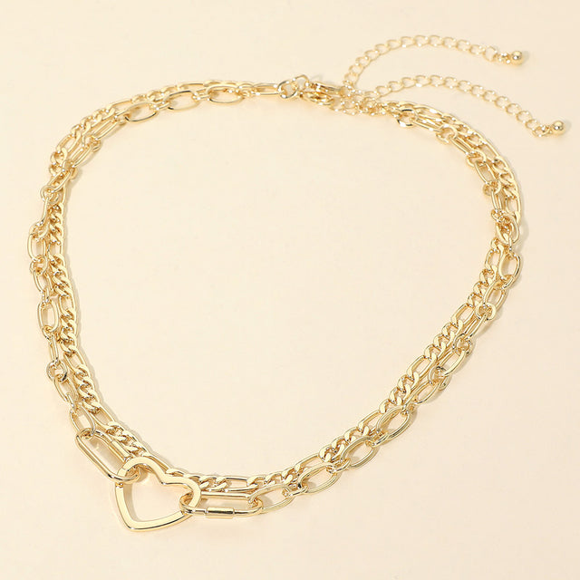 Madeline Love Gold Gold Dipped Heart Accent Figaro Chain Necklaces
