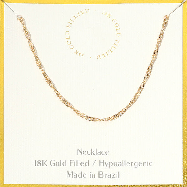 Gold 18K Gold Filled Hypoallergenic Singapore Chain Necklace