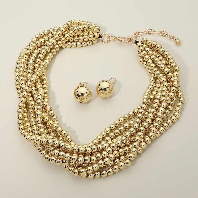 Madeline Love Gold Chunky Muli-Layered Beaded Statement Necklace