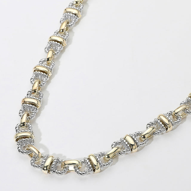 Madeline Love Two Tone 14K Gold Plated Two Tone Textured Chain Necklace