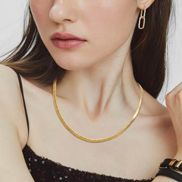 Madeline Love Gold Gold Dipped Classic Herringbone Chain Necklace - Necklaces