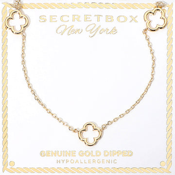Madeline Love Gold SECRET BOX_Genuine Gold Dipped Open Quatrefoil Station Necklace - Necklaces