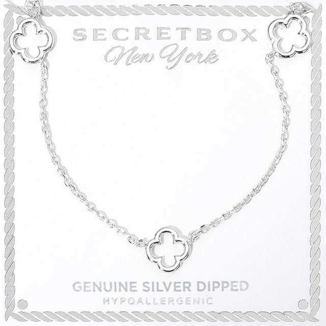 Madeline Love Silver SECRET BOX_Genuine Silver Dipped Open Quatrefoil Station Necklace - Necklaces