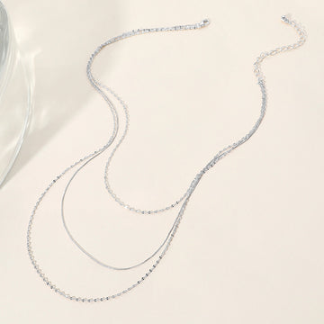 Madeline Love Rhodium Secret Box_Triple Layered Metal Necklace - Necklaces