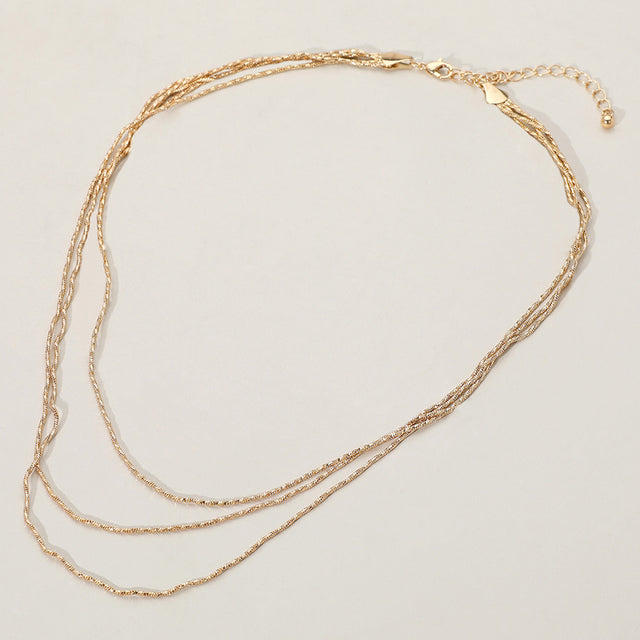 Madeline Love Gold Triple Layered Brass Chain Necklace