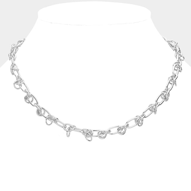 Madeline Love Rhodium SECRET BOX_Brass Abstract Chain Necklace - Necklaces