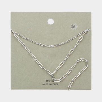 Madeline Love Rhodium Brass Metal Open Metal Link Double Layered Y Necklace - Necklaces