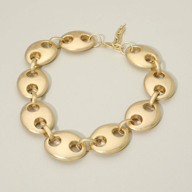 Madeline Love Worn Gold Chunky Worn Metal Mariner Link Statement Necklace