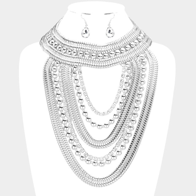 Madeline Love Rhodium Draped Metal Statement Necklace - Necklaces