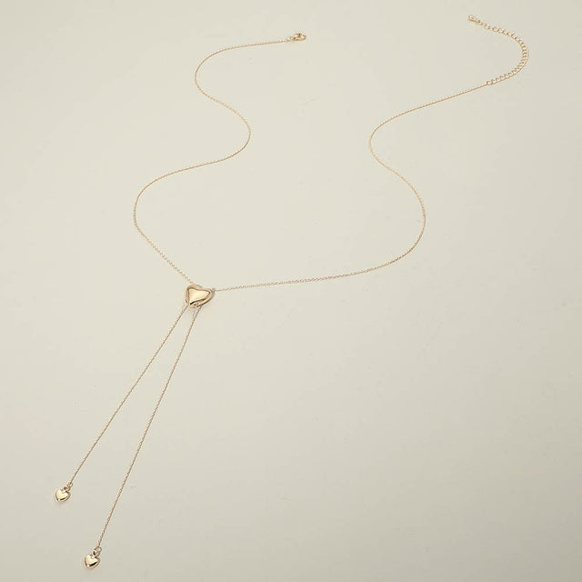 Madeline Love Gold Heart Charm Accent Drop Necklace - Necklaces
