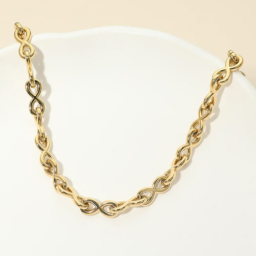 Stainless Steel Infinity Link Chain Necklace - Gold
