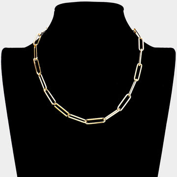 Madeline Love Gold Open Metal Oval Link Necklace - Necklaces