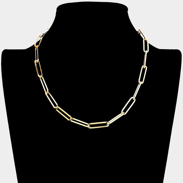 Madeline Love Gold Open Metal Oval Link Necklace - Necklaces