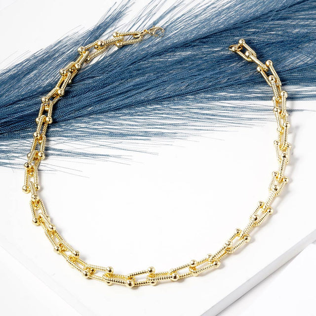 Madeline Love Gold Gold Dipped Textured Metal Hardware Chain Necklace