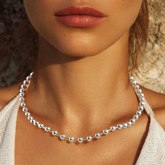 Madeline Love Rhodium Gold Dipped Brass Metal Ball Chain Necklace