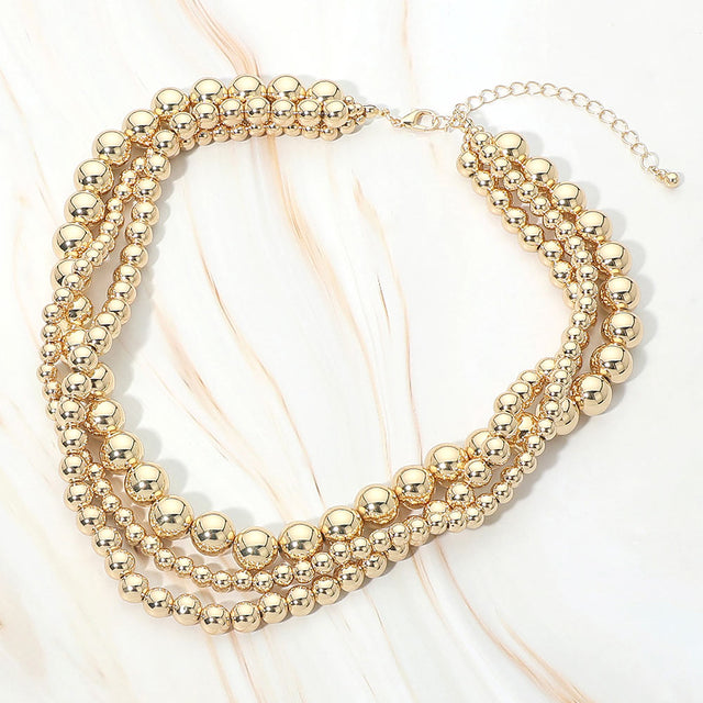 Madeline Love Gold Layered Beaded Statement Necklace