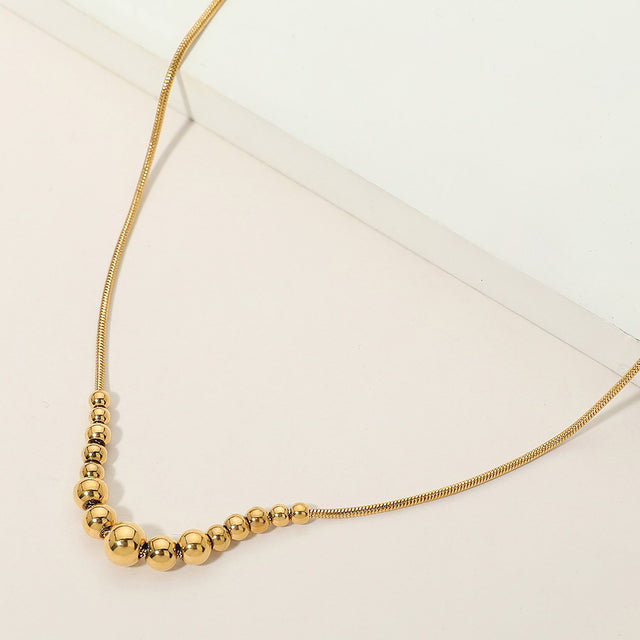 Madeline Love Gold Stainless Steel Beaded Snake Chain Necklace - Necklaces