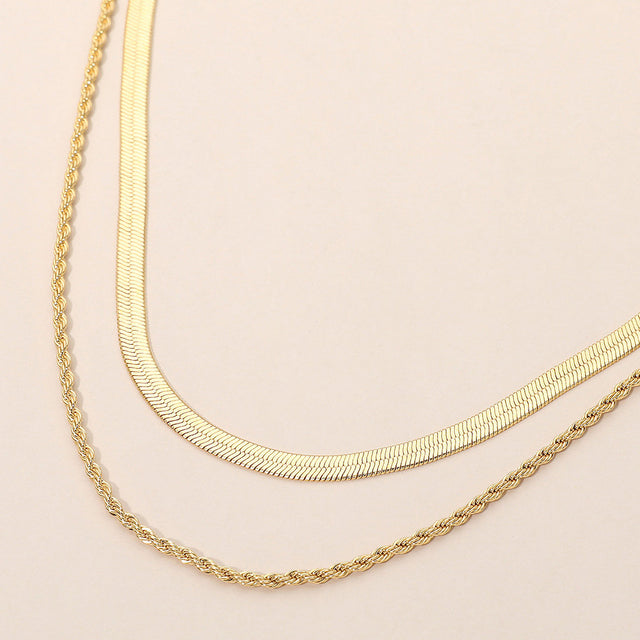 Madeline Love Gold 18K Gold Dipped Layered Herringbone Rope Chain Necklace