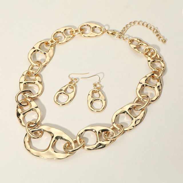 Madeline Love Gold Hammered Metal Mariner Link Necklace