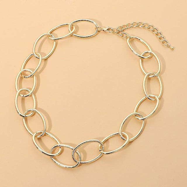 Madeline Love Gold Oversized Metal Oval Link Necklace