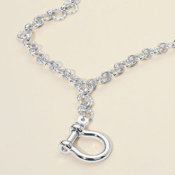Madeline Love Rhodium Bold Metal Carabiner Pendant Accent Drop Chain Necklace - Necklaces