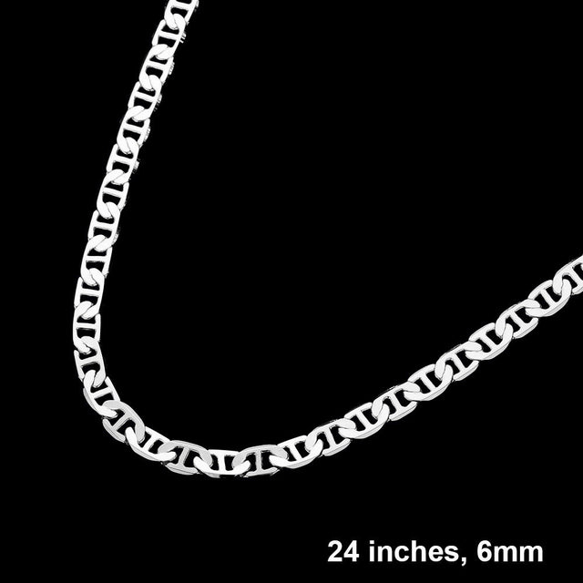 Madeline Love Rhodium Silver Plated 24 Inch 6mm Mariner Metal Chain Necklace - Necklaces