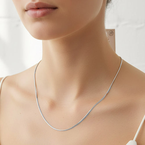 White Gold Dipped Minimal Chain Necklace - Rhodium